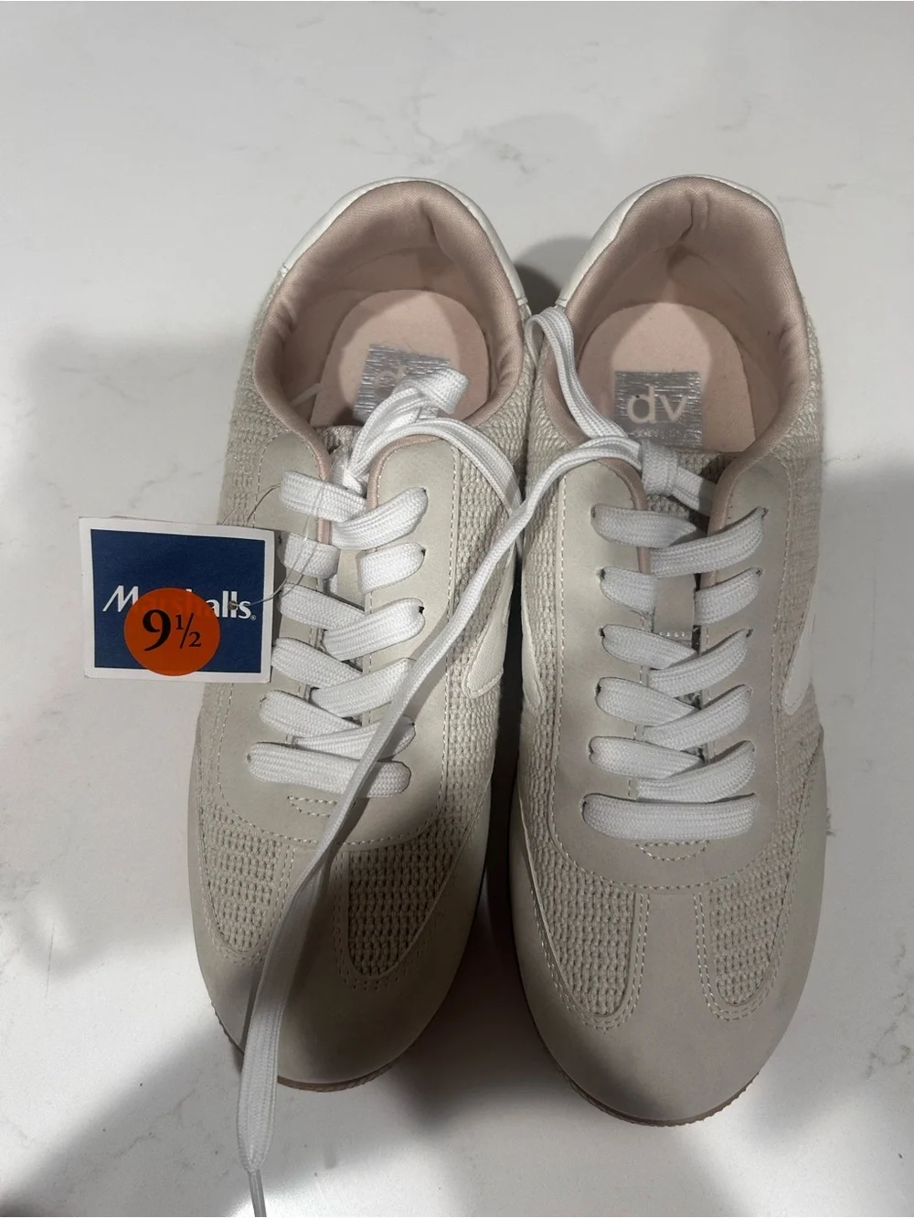 DV by Dolce Vita Cream and Light Pink Lace-Up Sneakers